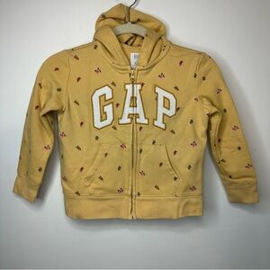 Gap Kids Girls Soft Yellow Floral Zip Up Hooded Jacket Sz S Small 6-7